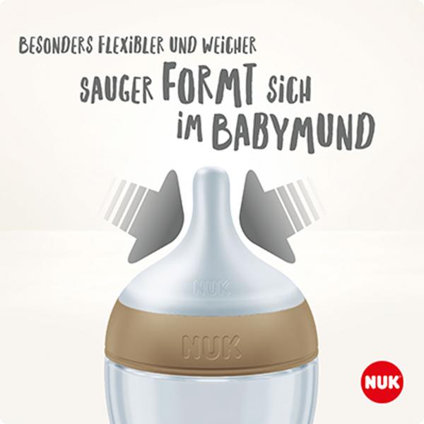 NUK Perfect Match Babyflasche mit weichem Silikon-Trinksauger